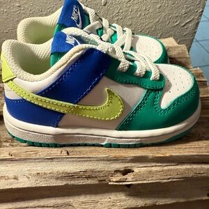 Nike Kids' White, Green, and Blue Sneakers